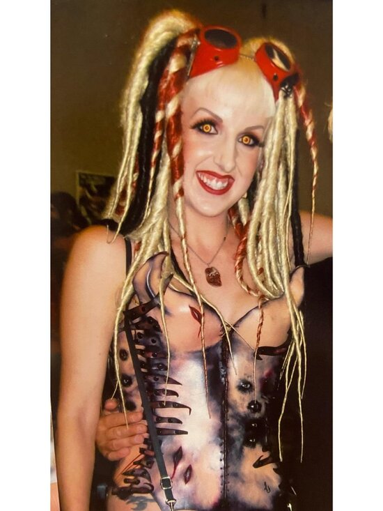 Blond Black & Rust Dread Falls hair extensions dreadlocks cyber goth main image 15